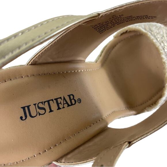 JustFab Gold Aztec Design Fringe Espadrille Ankle Strap Sandals Size 9 - Picture 4 of 6